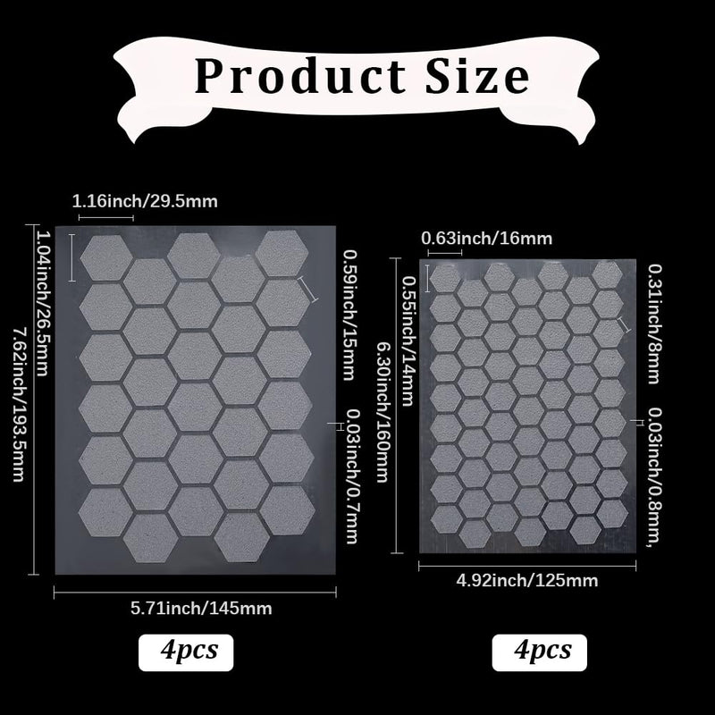 8Pcs 2 Styles Phone Grip Tape Clear Adhesive Traction Rubber Textured Hexagonal Shaped Waterproof Pre-Cut Non Slip Kit Finger Stickers Grip Tape for Handles Mouse Laptop Tablet Gaming DIY