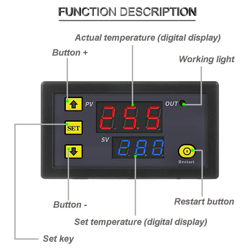 [Australia - AusPower] - Digital Temperature Controller Module W3230 DC 12V 20A LED Thermostat Thermometer Temperature Control Switch Sensor with Waterproof Probe -50℃ to 120℃ with red and Black Cable,Pack of 2 
