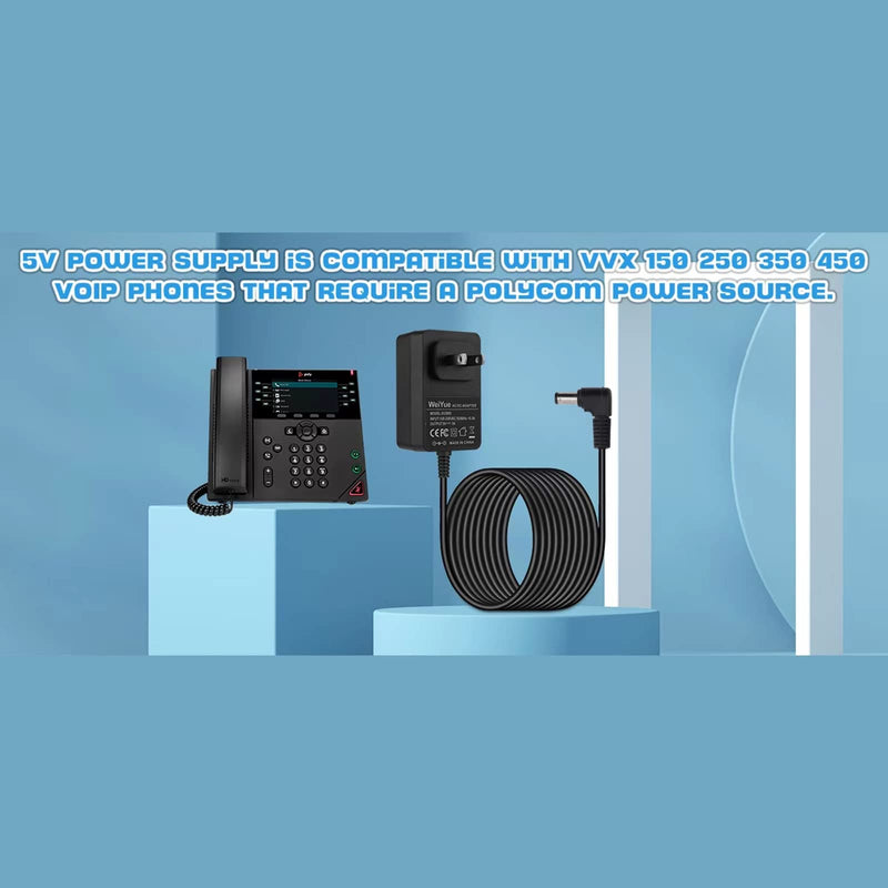 [Australia - AusPower] - dc 5v Power Supply 5vPower Supply is Compatible with The Polycom IP Phones VVX 150, 250, 350, 450, 2200-48872-001, and 1465-48871-001. 