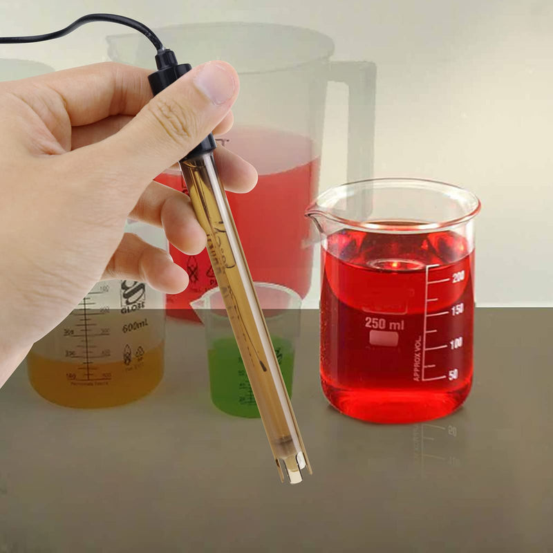 [Australia - AusPower] - Replacement pH Electrode with Calibration Powder, 0-14 pH Highly Accurate Probe with BNC Connector & 200cm Cable for Continuous Liquid Measurement pH Electrode w/ 200 CM Cable Long 