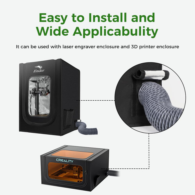 Creality Official Fume Extraction Kit, 4000 RPM High-Efficiency Ventilation Fan, Exhaust Smoke & Odors, Compatible for 3D Printer Enclosure with Fan Interface and Laser Engraver Enclosure
