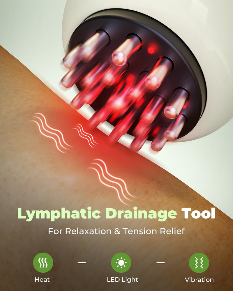 [Australia - AusPower] - Lymphatic Drainage Massager & Handheld Body Sculpting Machine for Legs, Arms, Belly & Body Massage, Anti Cellulite Massage Tool with Red-Light, 9-Level Heat & Vibration for Relaxation 