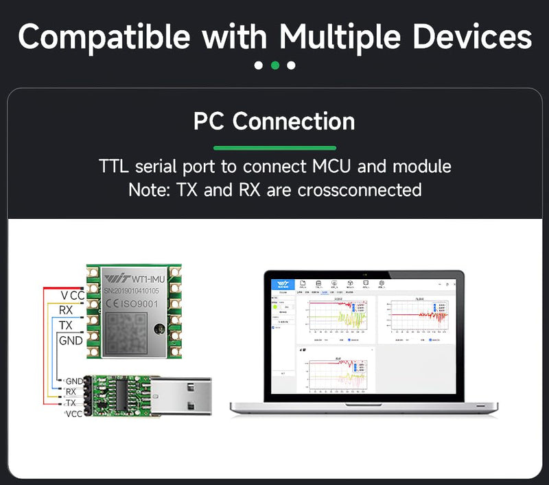 [Australia - AusPower] - [Arduino Acce Sensor+Inclinometer] WT1-IMU ICM42607 High Precision Dual-Axis Inclinometer Tilt Angle(X 180°, Y 90°) with Kalman Filter Low Power, 2-axis MPU6050 USB IMU AHRS Module 