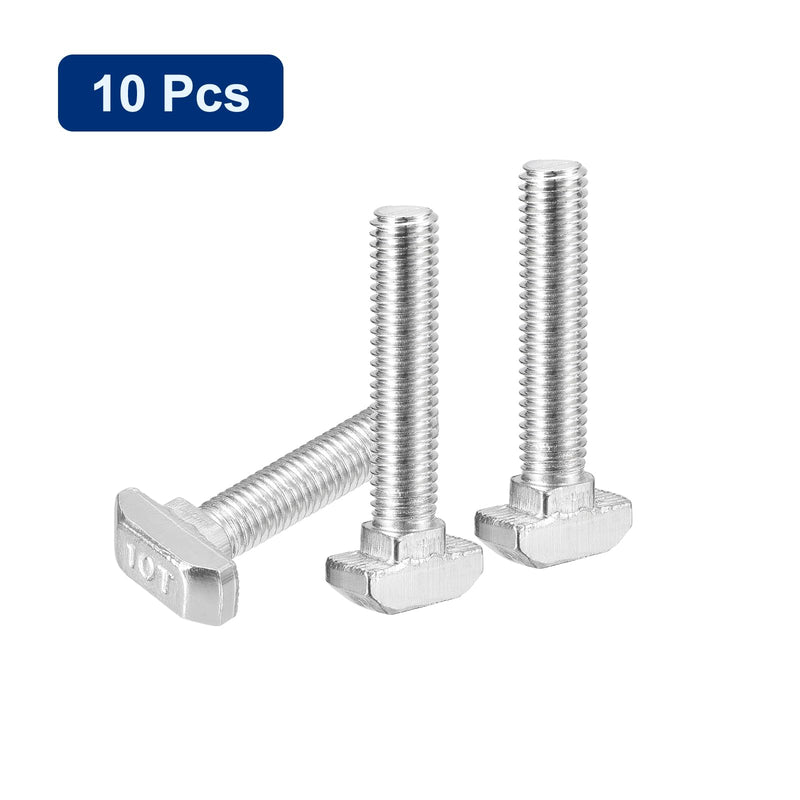[Australia - AusPower] - uxcell 10Pcs T-Slot Bolts, M8 x 40mm Hammer Head Bolt T Screw Drop-in Stud for 4545 Series T-Slot Aluminum Extrusion Profile, 304 Stainless Steel, Silver M8x40mm 10 