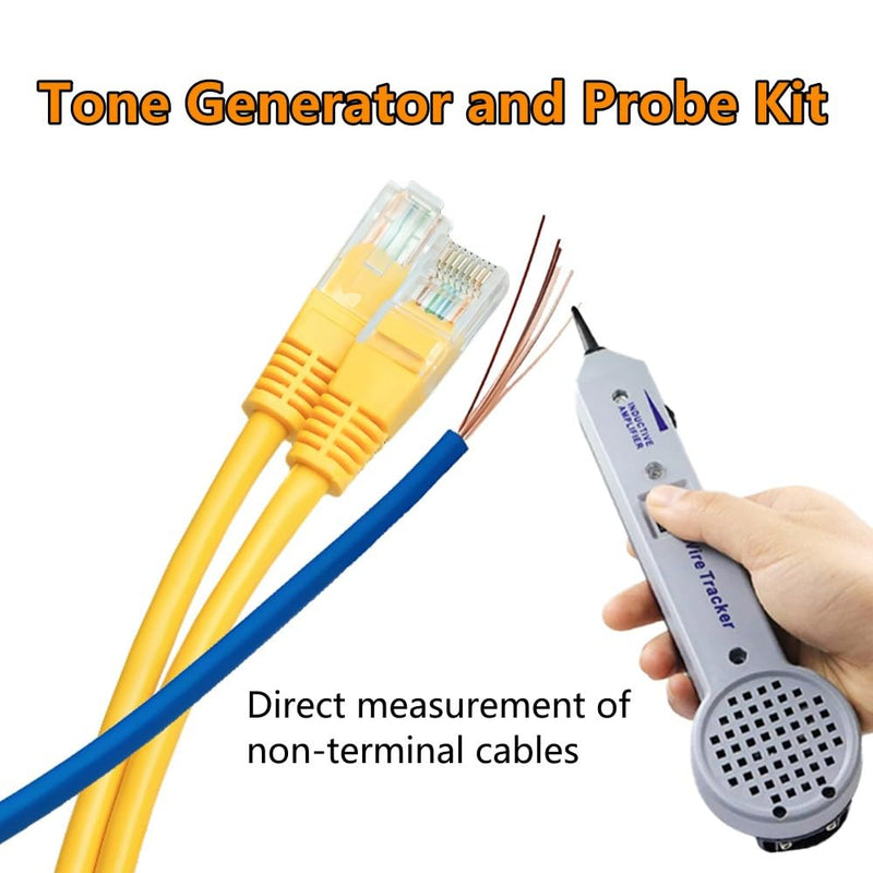 [Australia - AusPower] - Tone Generator kit,Wire Tracer Circuit Tester,Inductive Amplifier,200EP High Accuracy Wire Tester,Network Cable Tracing Tester Kit,Toner Electrical Tool for Network Cable Collation Grey 