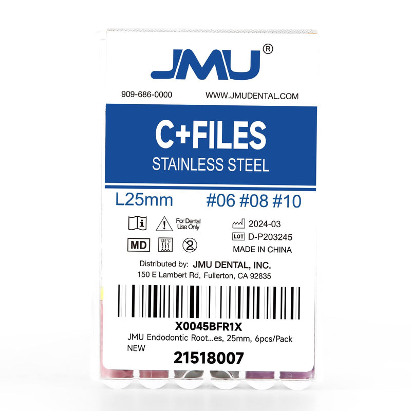 [Australia - AusPower] - JMU Endodontic Root Canal C+ Files #6-#10, Stainless Steel Hand Use Files, 25mm, 6pcs/Pack #06-#10 (25mm) 1 