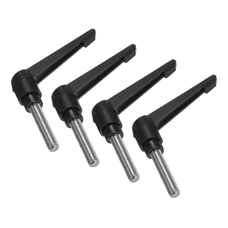 [Australia - AusPower] - uxcell 4pcs Clamping Lever Handles, M10 x 35mm 304 Stainless Steel Threaded Male Stud, Adjustable Handles Locking Quick Release Ratchet Push Button Bolt Knobs, Black 