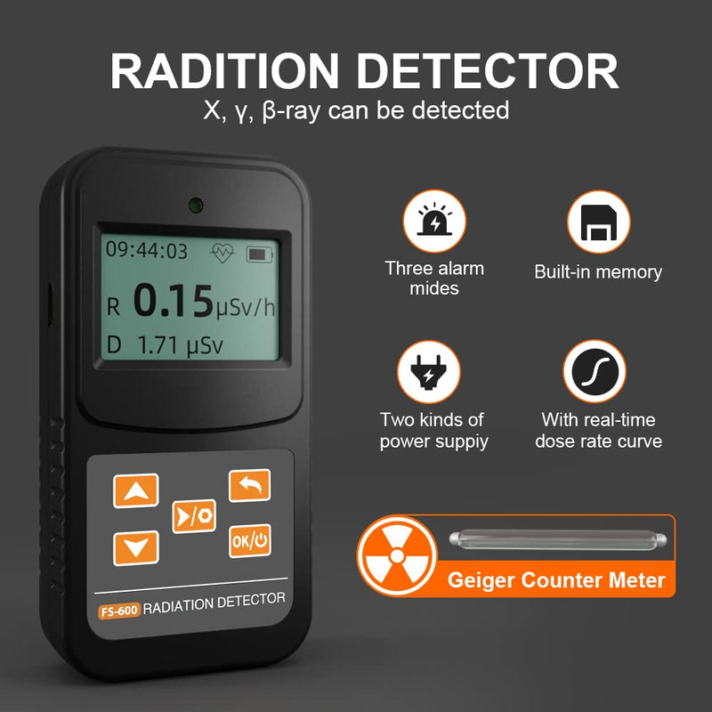 [Australia - AusPower] - Nuclear Radiation Detector, Geiger Counter with Click Sound for Beta Gamma X-ray, Portable Alarm Radioactive Dosimeter for Uranium Glass Iodine Treatment Water Food, FS-600 White 