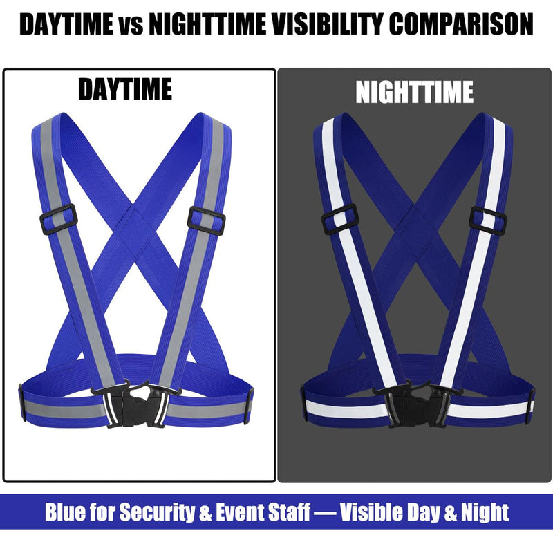 5 Pack Reflective Safety Vest for women, men and kids, Lightweight & Adjustable hi vis vest for Running, Cycling, Rucking Blue