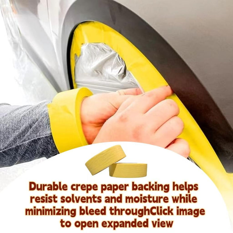 Automotive Refinish Masking Tape Yellow 36mm x 55m, Cars Vehicles Auto Body Paint Tape, Automotive Painters Tape Bulk Set for Precise Auto Painting and Detailing(2 Roll-Yellow) 2 Roll-Yellow
