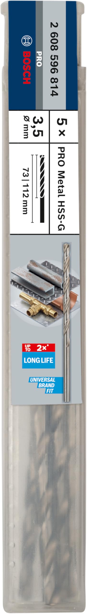 Bosch 2608596814 3.5 x 73 x 112 mm DIN340 HSS-G Drill Bits by Bosch Ø 3.5 mm