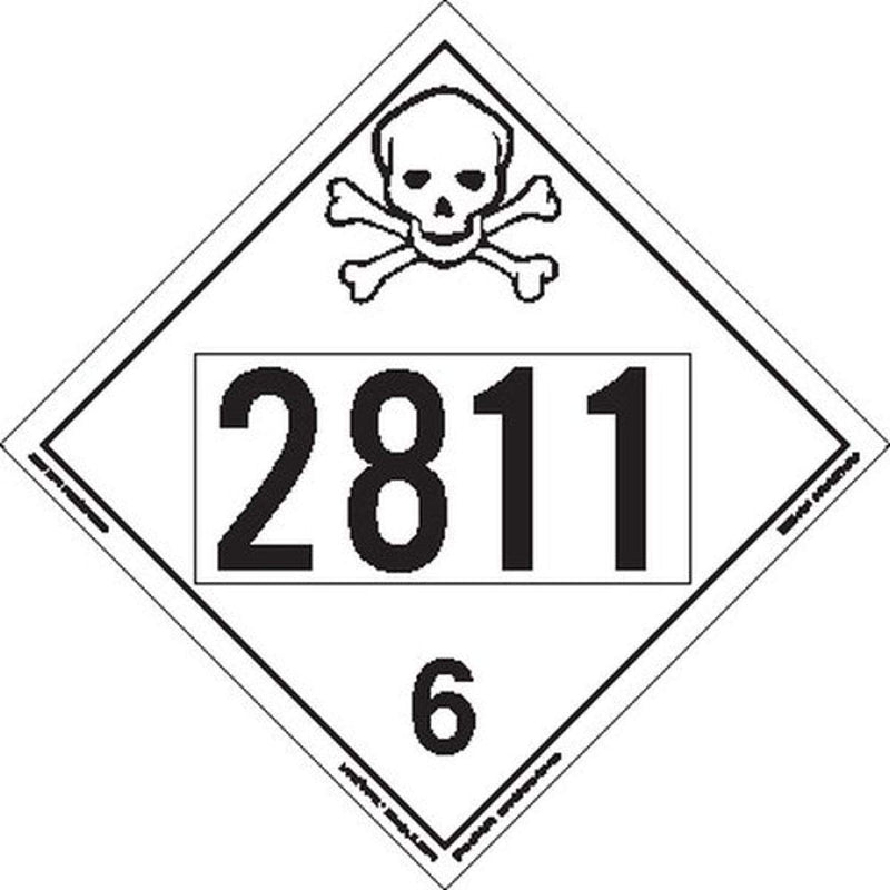 Labelmaster ZEZ52811 UN 2811 Toxic/Poison Hazmat Placard, E-Z Removable Vinyl (Pack of 25)
