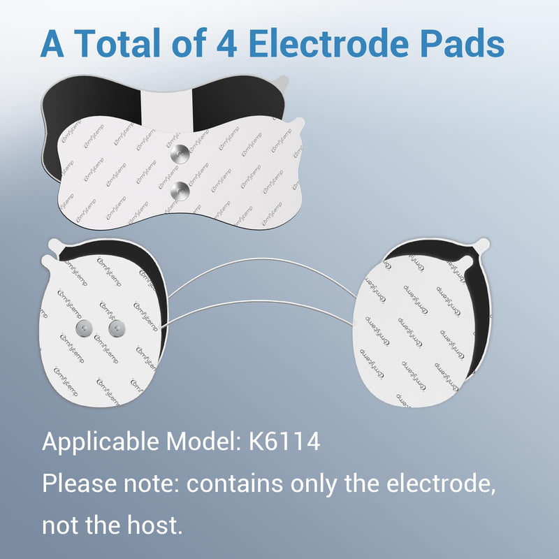[Australia - AusPower] - Comfytemp Official TENS Unit Replacement Pads for K6114/K6122, 4 Pack Wireless TENS Pads, 5.2" x 2.4"and 3.5" x 2.8" Reusable Self Adhesive Electrodes with Premium Quality, Non-Irritating Design White 