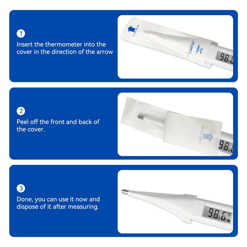 [Australia - AusPower] - [Value Bundle] Berrcom Digital Thermometer DT007 & Berrcom Disposable Digital Thermometers Probe Covers Set of 100 for Adults and Kids DT100TZ 