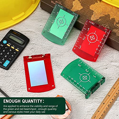 TOODOO 4-piece laser target cards with stands, magnetic targets for green and red line laser levels