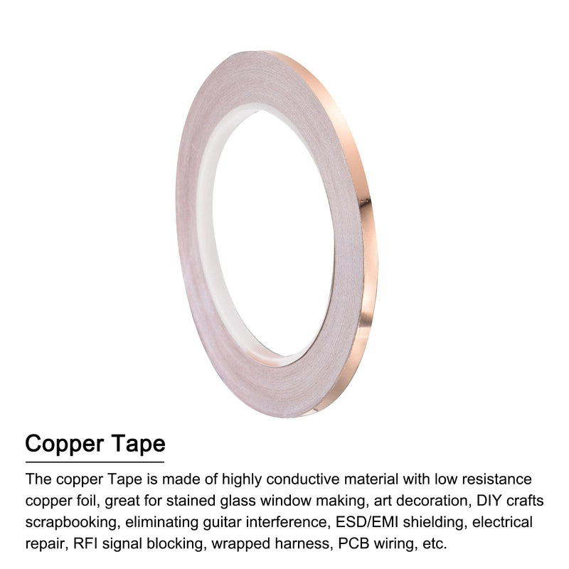 PATIKIL Copper Tape 0.2 Inch x 27 Yards 0.05 Thick Copper Foil Tape Single Sided Conductive Adhesive EMI Shielding for Electronics, Circuits, Grounding 0.2 Inch x 27 Yards x 0.05mm