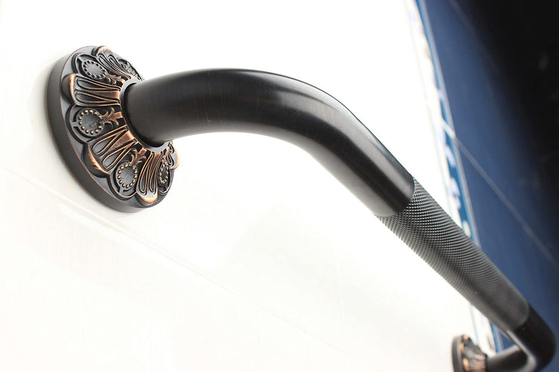 16" Bathroom Anti-Slip Grab bar, Bathtub Textured Shower Bar, Home Saftey Armrest, Toilet Hand Rail, Oil Rubber Bronze Finish 16 Inch BL