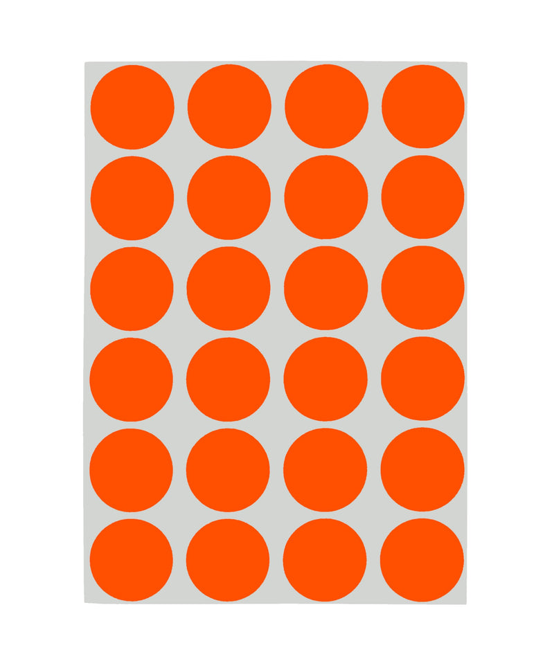 ChromaLabel 0.75 Inch Round Label Removable Color Code Dot Stickers, 1008 Pack, 24 Labels per Sheet, Fluorescent Red-Orange 3/4" Diameter