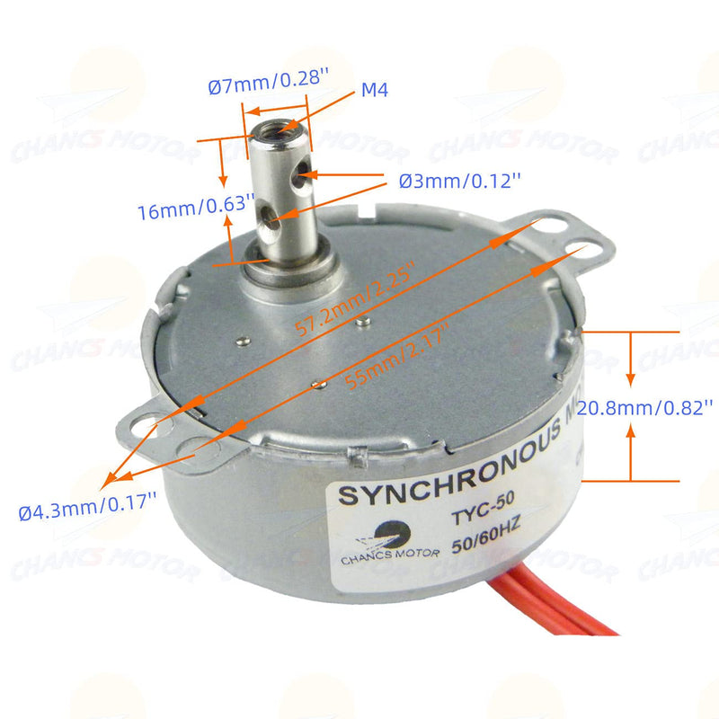 [Australia - AusPower] - CHANCS TYC-50 Synchronous Motor Cup Turners for Tumblers 110V AC 15-18RPM CW/CCW 4W for Electric Fireplace 