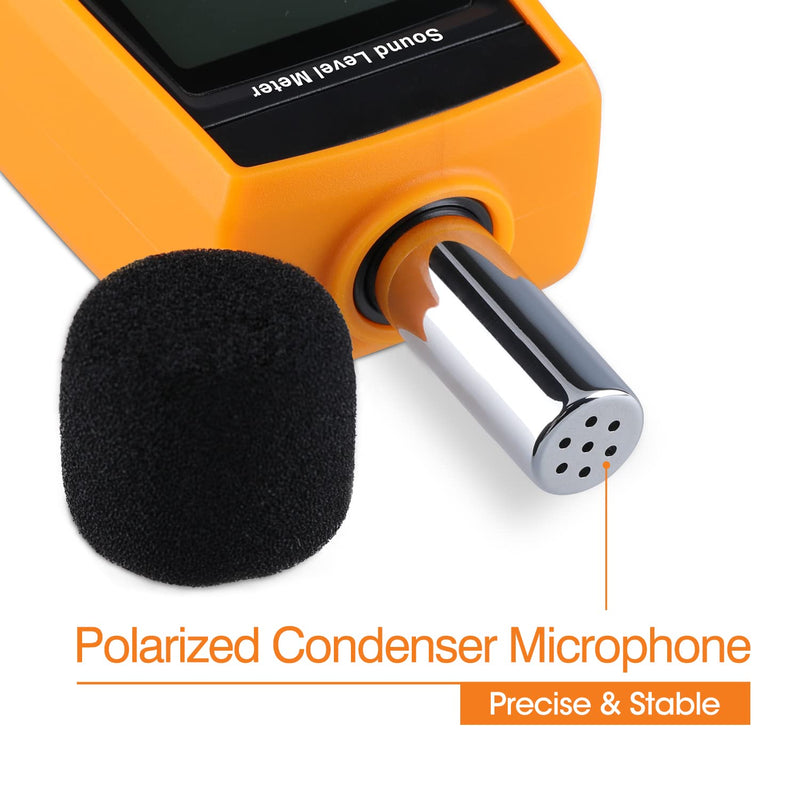 [Australia - AusPower] - XinJiaYi Decibel Meter, Portable dB Meter (Sound Level Meter), Digital Noise Meter, Range 30-130 dB(A) dB Meter, Noise Level Sound Monitor Tester, Yellow 