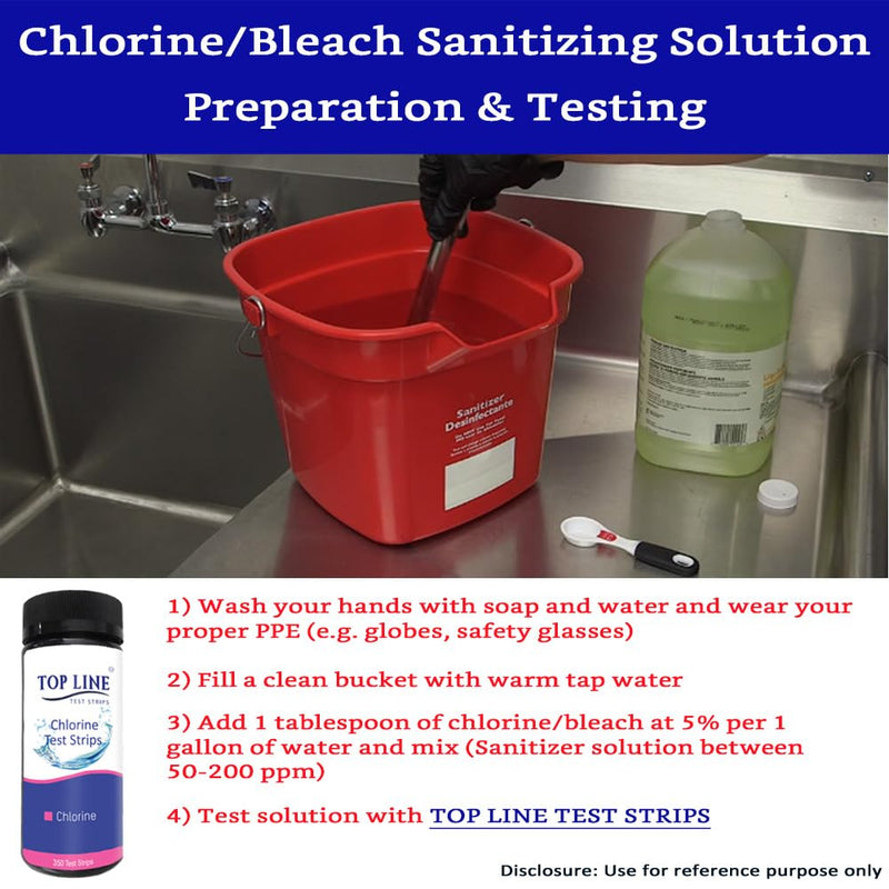 [Australia - AusPower] - 350 Chlorine Test Strips for Food Service 0-500 ppm (Value Pack) - Bleach Sanitizer Test Strips Food Service - Sanitizer Testing Strip - Chlorine Tester - Restaurant Supplies 350 Strips 