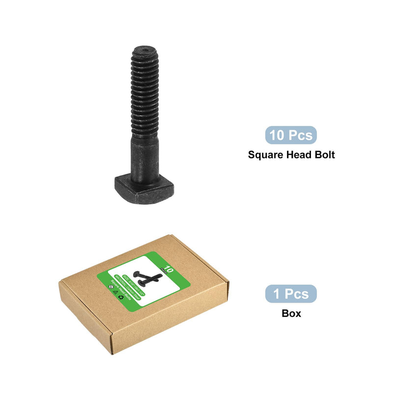 [Australia - AusPower] - uxcell 10Pcs Square Head Bolts, 5/16-18x1-1/2 Black Oxide Carbon Steel Square Machine Screws, T-Bolt for Machinery Railroad Electrical Connections 5/16-18 x 1-1/2" 10 