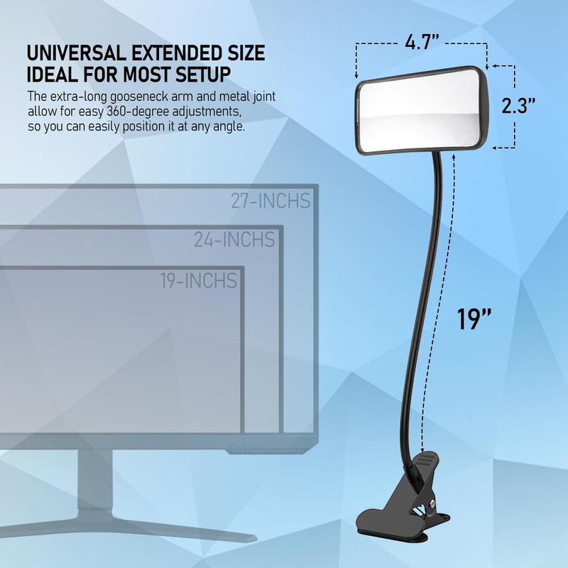 [Australia - AusPower] - Clip-On Security Cubicle Mirror to See Behind You - Convex Office/Desk Safety Mirror for Rear View Monitors, Personal Security (4.6"x2.3", 1-Pack) 1PCS 