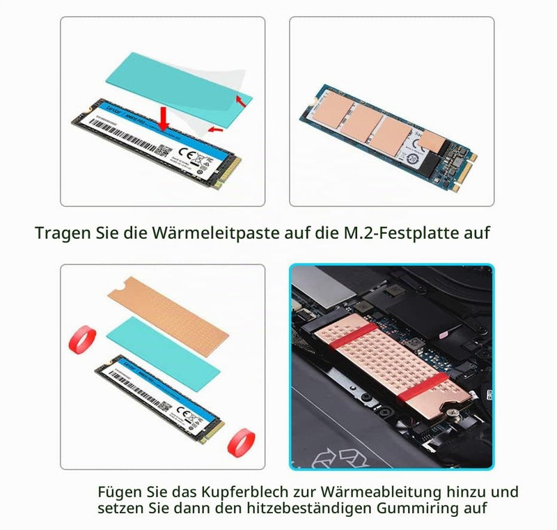 M.2 2280 SSD Copper Heatsink 74 x 22 x 0.8 mm | With silicone thermal pad, for laptop NVMe M.2 SSD 2280 0.8mm