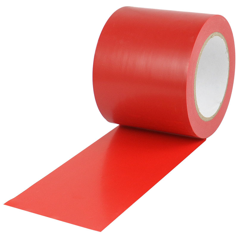 BOMEI PACK Floor Marking Tape 4 Inch x 108FT Red Warning Safety Stripe Tape for Walls, Floors, Pipes, Warterproof Caution Tape Ideal for Marking Hazardous Areas, Equipment