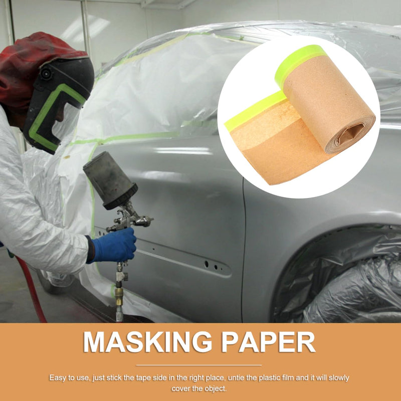 DECHOUS Pre-Taped Masking Paper for Painting, Automotive Paint Protection Roll, Adhesive Drape Paper for Car, Home, Furniture Covering