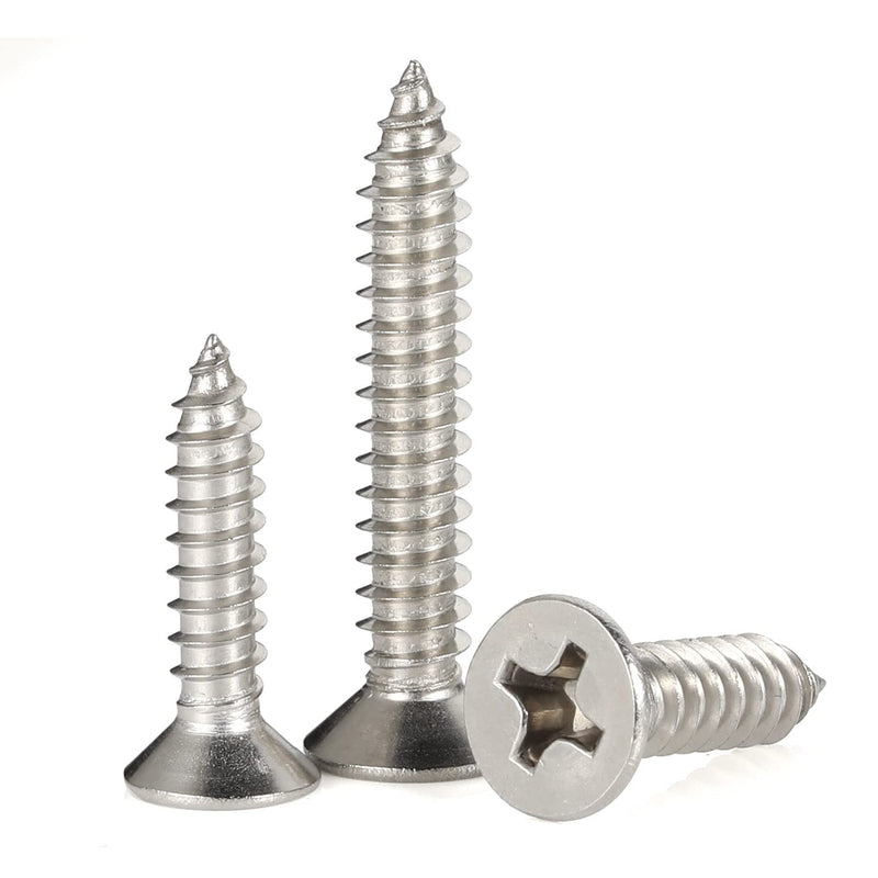 [Australia - AusPower] - 50 PCS #10 x 2" (3/8" to 2" Available) Flat Head Sheet Metal Screws Wood Screws, 304 Stainless Steel 18-8, Self Tapping #10 x 2" 50 