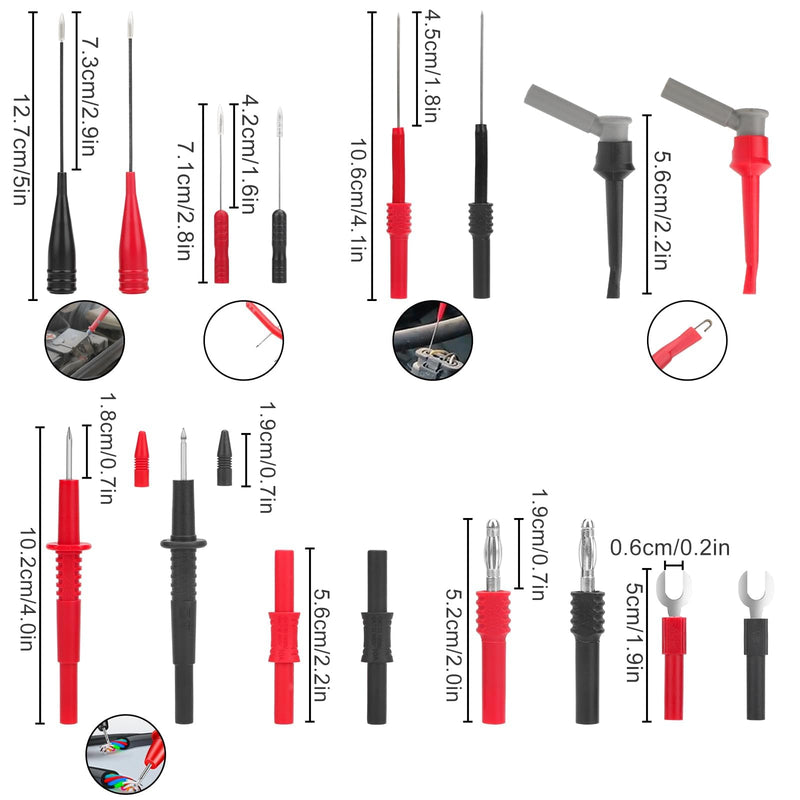 [Australia - AusPower] - SUNJOYCO 26PCS Multimeter Leads, Back Probe Kit, Multimeter Test Leads Kit with Alligator Clips, Replaceable Wire Piercing Probes, Test Hooks, Back Probe Pins for Digital Electrical Testing 