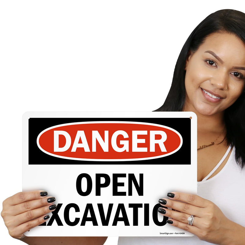 SmartSign - S-6735-PL-14 "Danger - Open Excavation" Sign | 10" x 14" Plastic
