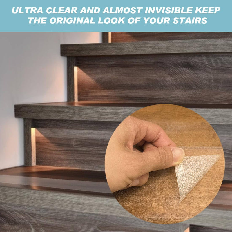 Anti-Slip Transparent Tape Anti Slip Stair Strips Waterproof Grip Tape for Stairs Non-Slip Traction Grip Tape for Wood Stairs, Bathtubs, Pool and Boats(2inch x30feet)