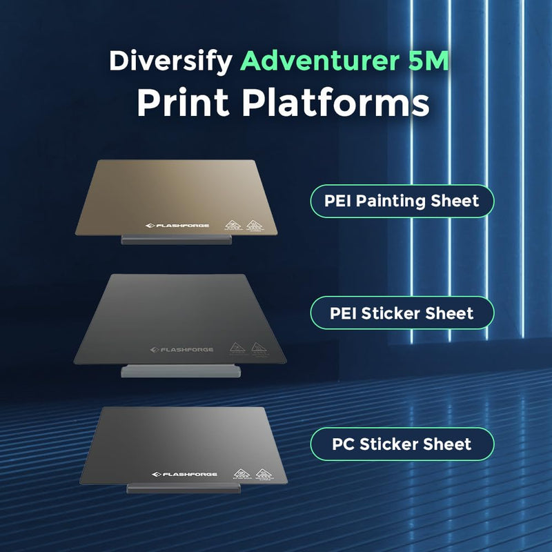 FLASHFORGE Adventurer 5M 3D Printer PEI Painting Sheet, Original Magnetic Flexible Dual-Sided PEI Coating Plate for PLA/PETG/TPU/PLA-CF/PETG-CF Printing