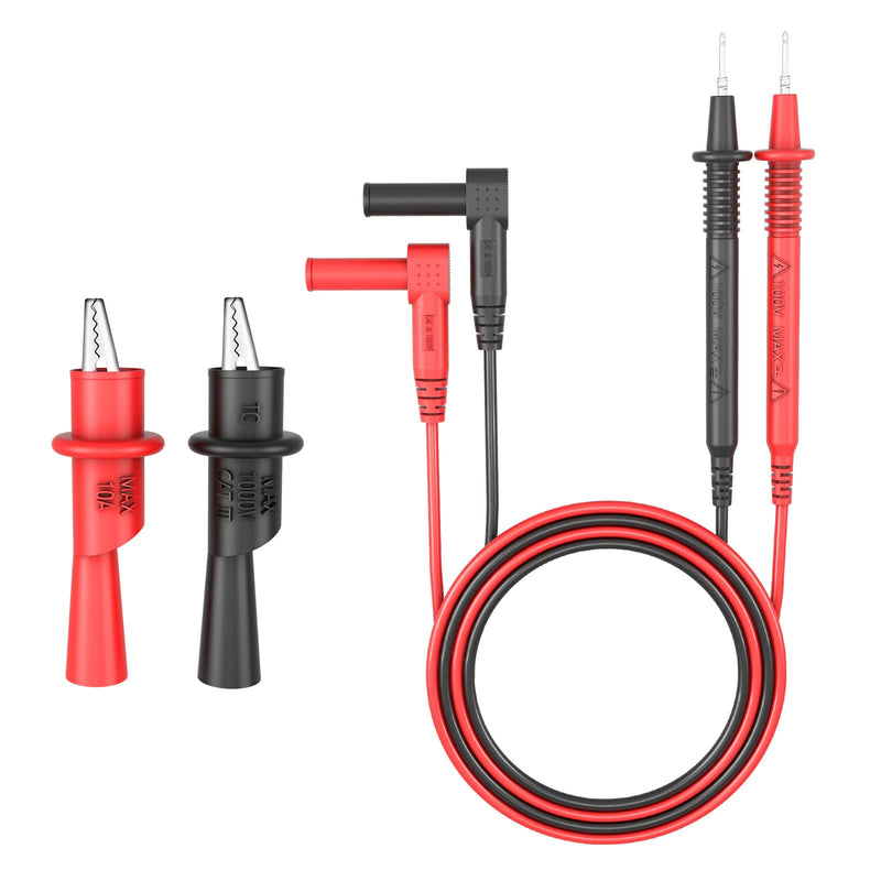 [Australia - AusPower] - Test Leads Set Multimeter Leads and Alligator Clips, Insulated Test Leads CAT III 1000V with Threaded Alligator Clips, 4mm Test Leads Threaded Probes Tip Red 
