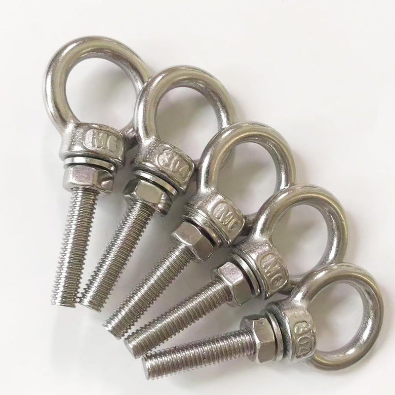 [Australia - AusPower] - Shoulder Eye Bolt, M6 Stainless Steel Eye Bolts1.2" Heavy Duty EyeBolts Screws, 5 PCS M6 (Thread Length 30mm), Accessories Include Nuts and Washers Set 