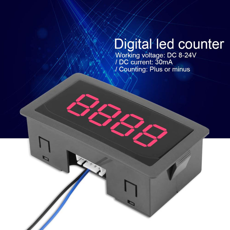 [Australia - AusPower] - FTVOGUE Auto Digital Counter DC LED Digital Display 4 Digit 0-9999 Up/Down Plus/Minus Panel Counter Meter with Cable(Red) 