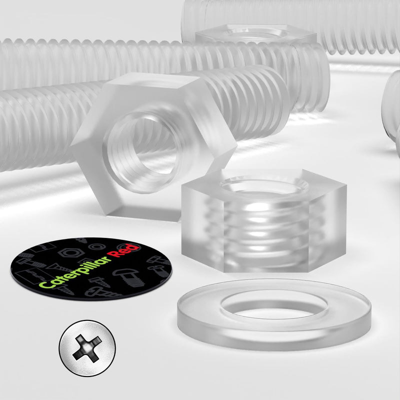 [Australia - AusPower] - Pack of 100, M3, M4, M5, M6, M8 - Transparent Clear Plastic Acrylic Nuts & Bolts -Acrylic Plastic Screws, M3, M4, M5, M6, M8, Washers 