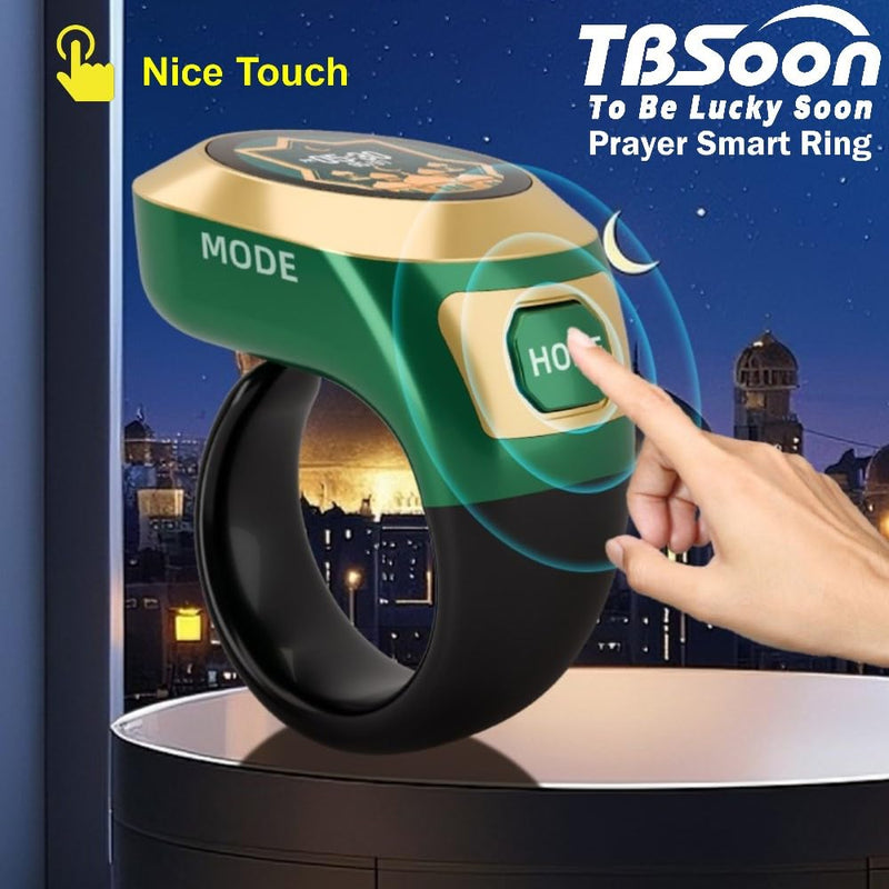 Color Screen Tasbih Smart Ring,Tasbeeh Counters,Prayer Smart Ring,Replaceable Pictures,Electronic Rosary,Forgiveness ring,Large Battery,Large Screen Display,Eid al-Fitr Eid al-Adha Ramadan Gift Black
