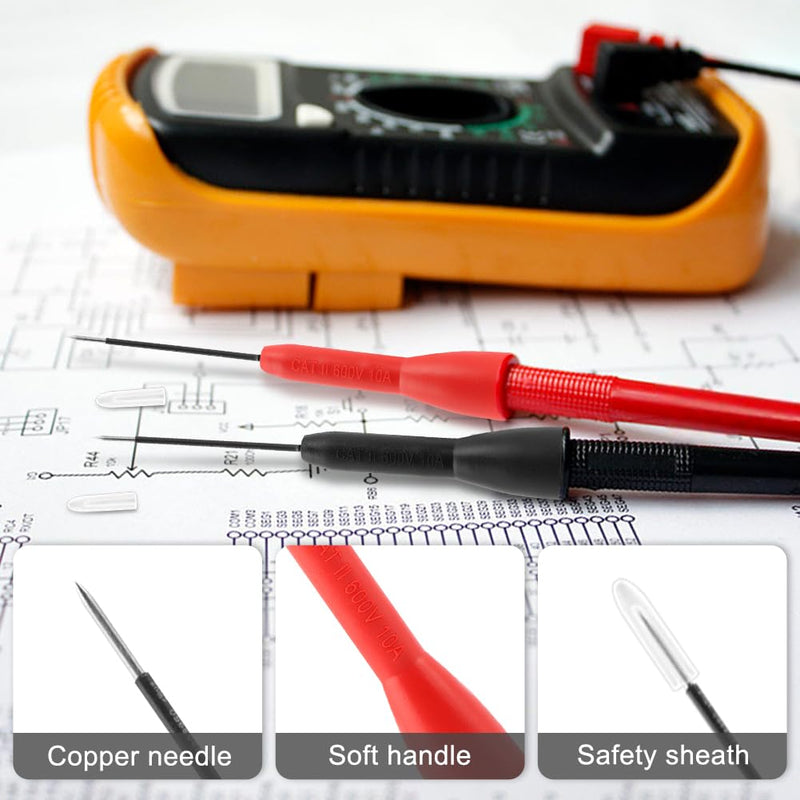 [Australia - AusPower] - 4 Pack 2mm Extended Needle Test Probes, Multimeter Test Leads, 600V/10A Non Destructive Multimeter Test Probe for Fluke Leads tl71 tl75 