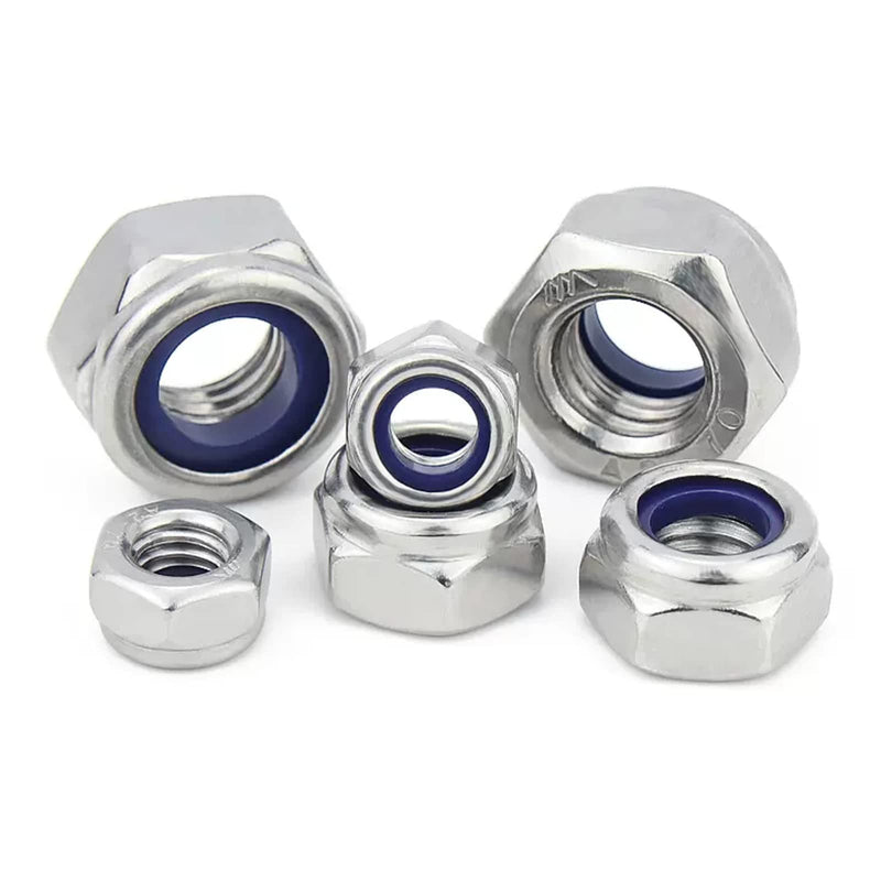 [Australia - AusPower] - M6-1.0 Nylon Insert Lock Nuts, 50pcs Stainless Steel 304 (18-8) Lock Nuts with Nylon Insert. M6-1.0 304 Stainless Silver 