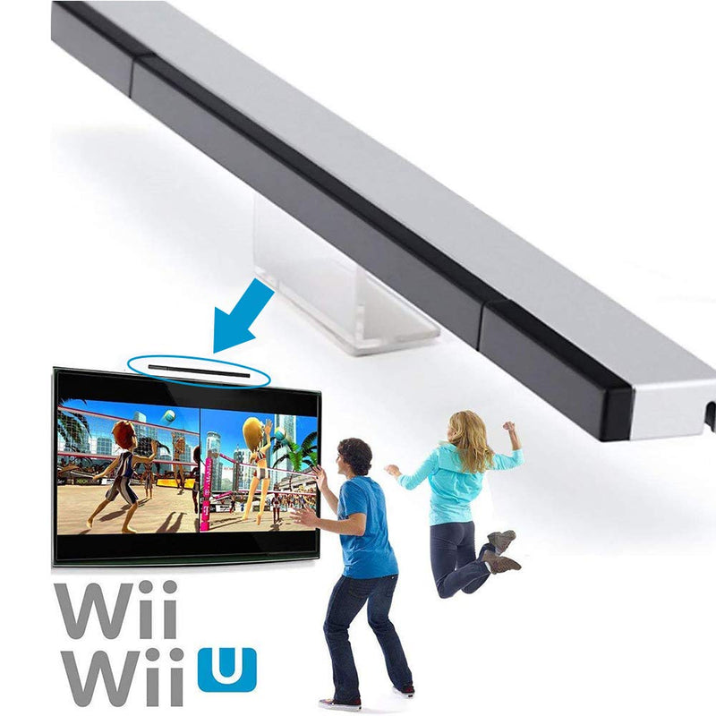 [Australia - AusPower] - Replacement Wii Wireless Sensor Bar, Infrared IR Ray Motion Sensor Signal Receiver for Nintendo Wii and Wii U Console with Stable Stand and 4 AAA Batteries(Black) Black 