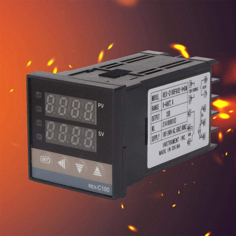 [Australia - AusPower] - Temperature Controller Kit, AC110V-240V 0-400℃ REX-C100 Digital LED PID Temperature Controller Thermostat with K Thermocouple & 1 x Max 25A SSR 