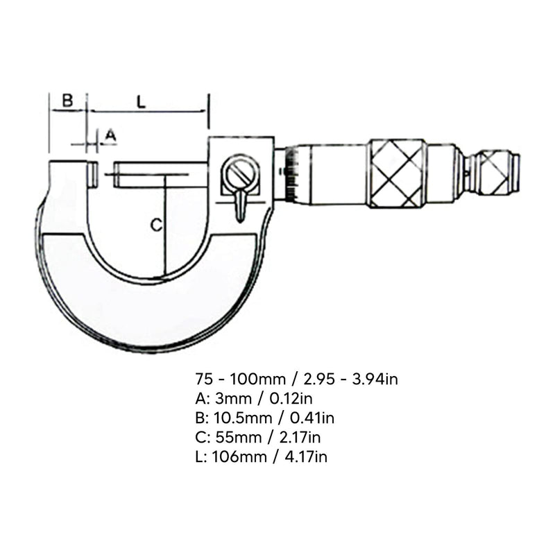 [Australia - AusPower] - Professional Premium External Micrometer Precision Tool for Machinists, 75-100 mm Measuring Range, 0.01 mm Pitch, Micrometer Stable Alloy Surface, Accurate Measurement 