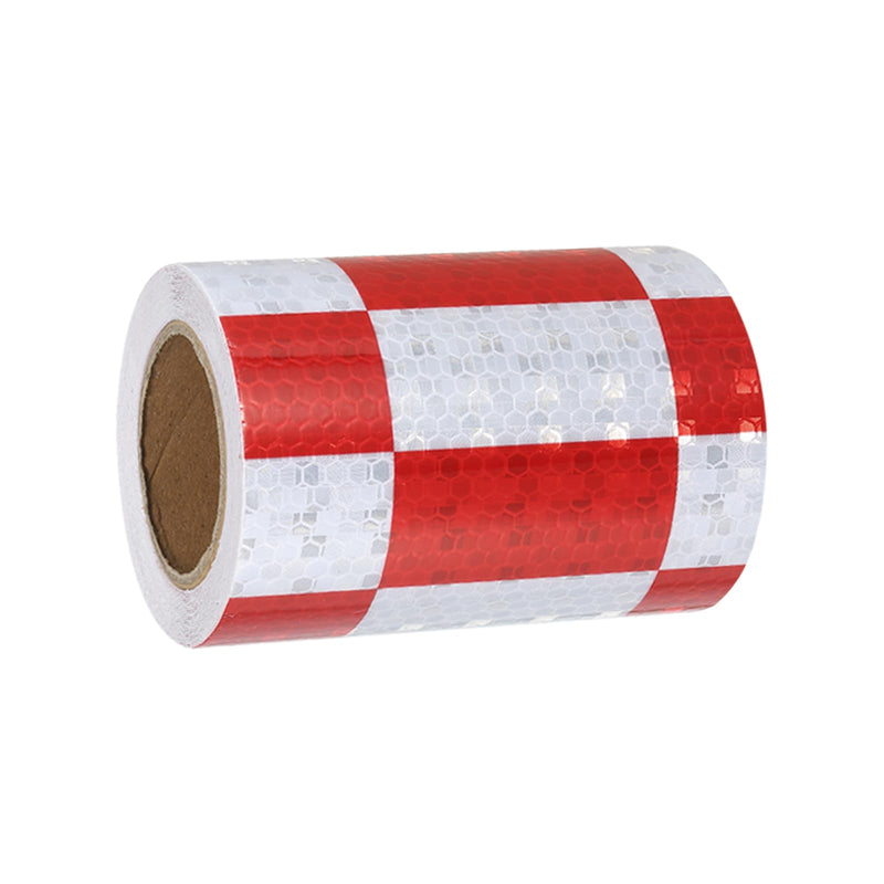 MECCANIXITY Reflective Tape, 4 Inch x 16 ft Self-Adhesive Trailer Reflector Tape Warning Safety Sticker Night Reflectors for Cars Trucks, Red White 4 Inch x 16 Feet