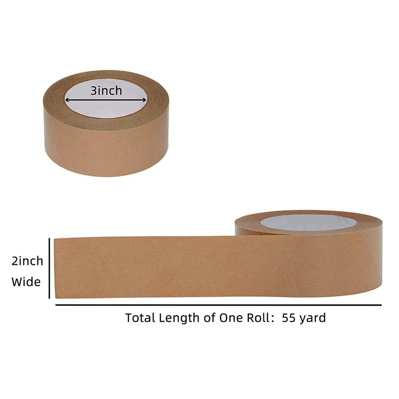 TooCust Writable Brown Paper Tape 2inchx 55YD, Non-Coated Surface - No Water Needed - Hand Tearable,Cardboard Tape, Paper Tape for Shipping, Packing Tape Brown Heavy Duty-1 Roll 1