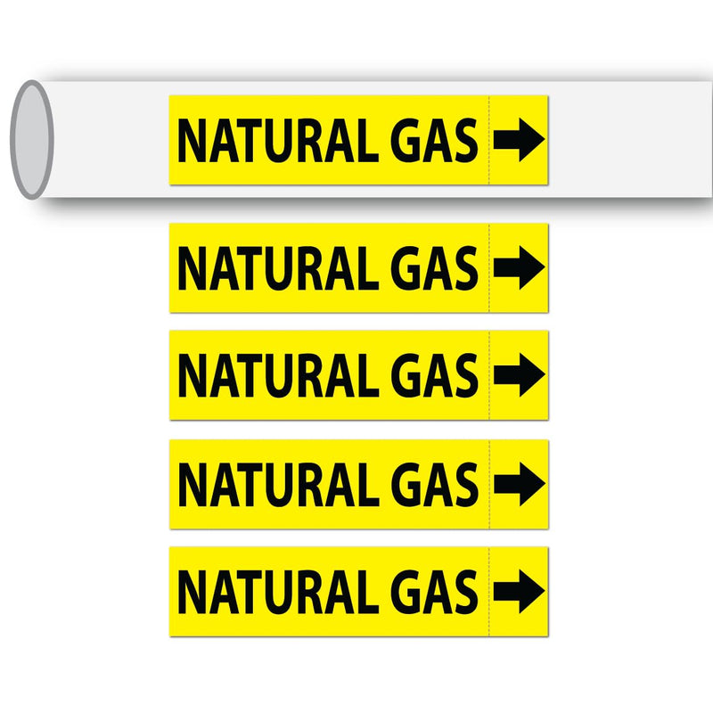 [Australia - AusPower] - (5 Pack) Natural Gas Pipe Labels Stickers with Arrows | Self Sticking 6mil PVC Natural Gas Pipe Markers for Pipes, Inspections, Detector, Regulator Heaters | 8.5 x 2 inch 