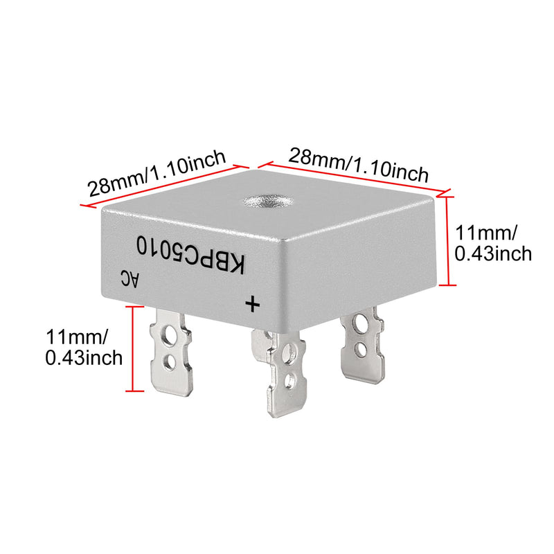 [Australia - AusPower] - 8PCS Bridge Rectifier Diode KBPC5010 1000V 50A AC to DC Full Wave Single Phase Housing Bridge Electronic Silicon Diode Rectifier Electronic Components 