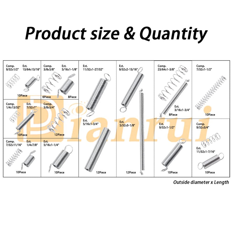 [Australia - AusPower] - 200PCS Spring Assortment Kit 20 Different Sizes Mini Zinc Plated Steel Compression and Extension Springs for DIY Repair Project K-P-038 